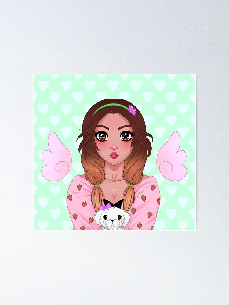 "Strawberry Angel Wings Girl with Puppy" Poster for Sale by