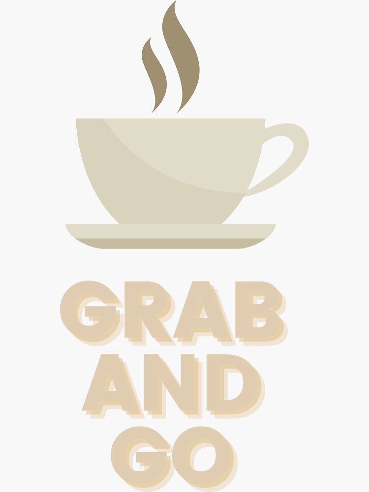 "Grab and go coffee illustration" Sticker by Cap4tees Redbubble