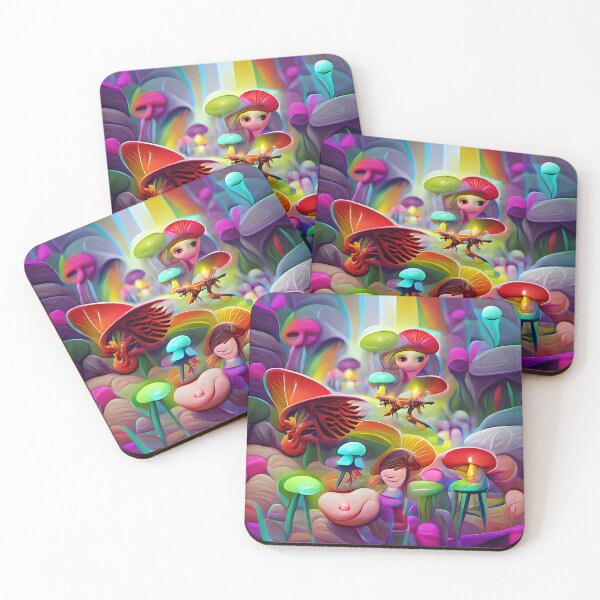 Item preview, Mushrooms and Fairies  -- Adventure Cartoony Bright Colorful  designed and sold by glitchman2.