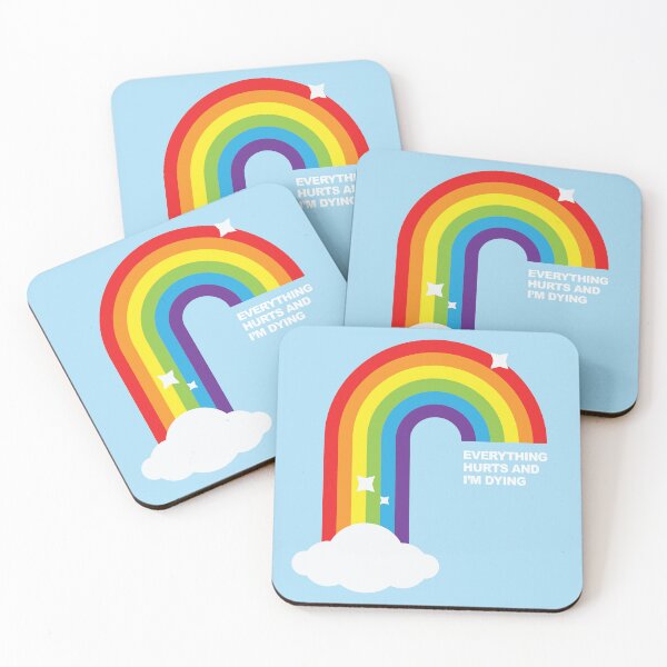 Artikelvorschau, Alles tut weh und ich sterbe regenbogenweiß entworfen und verkauft von BuffyDesign.