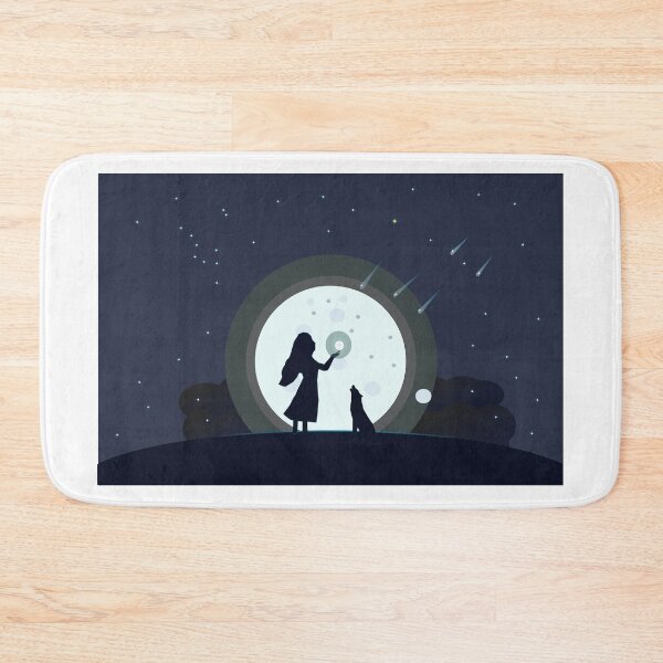 Item preview, girl with a dog on the background of the moon and starssky designed and sold by Ingahaliullina.