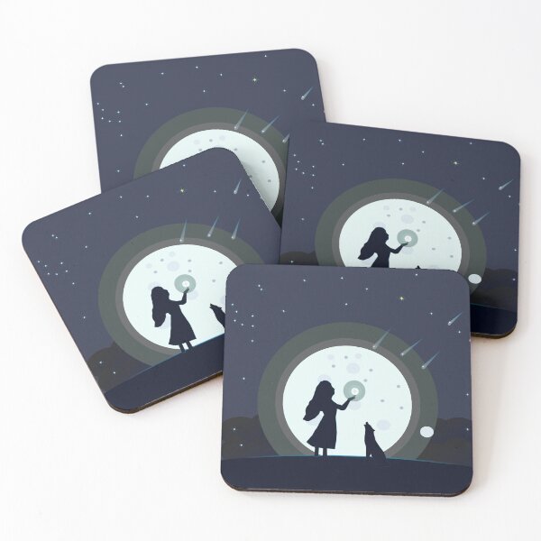Item preview, girl with a dog on the background of the moon and starssky designed and sold by Ingahaliullina.