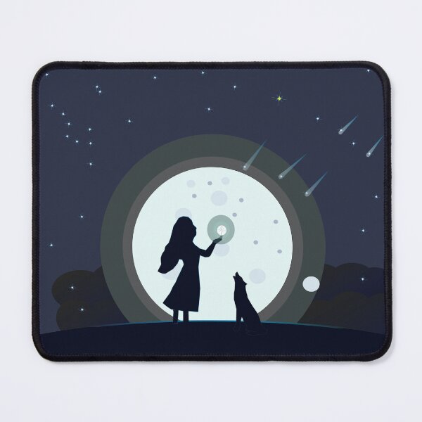 Item preview, girl with a dog on the background of the moon and starssky designed and sold by Ingahaliullina.