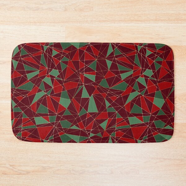 Item preview, Christmas Red Green Gold Low Poly Pattern designed and sold by Strawflower Oasis.
