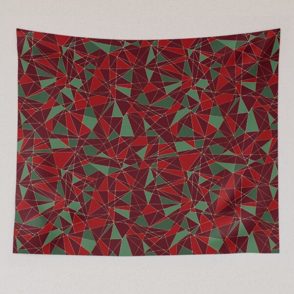 Item preview, Christmas Red Green Gold Low Poly Pattern designed and sold by Strawflower Oasis.