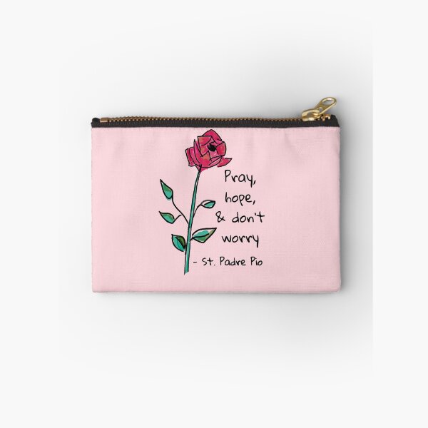 Item preview, Pray, Hope and Don't Worry, With Hand-Drawn Rose, On Soft Rose Pink designed and sold by IceCreamMuseum.