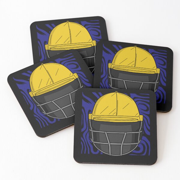 Item preview, Yellow Cricket Helmet With Blue Background Sticker designed and sold by jacksrome6.