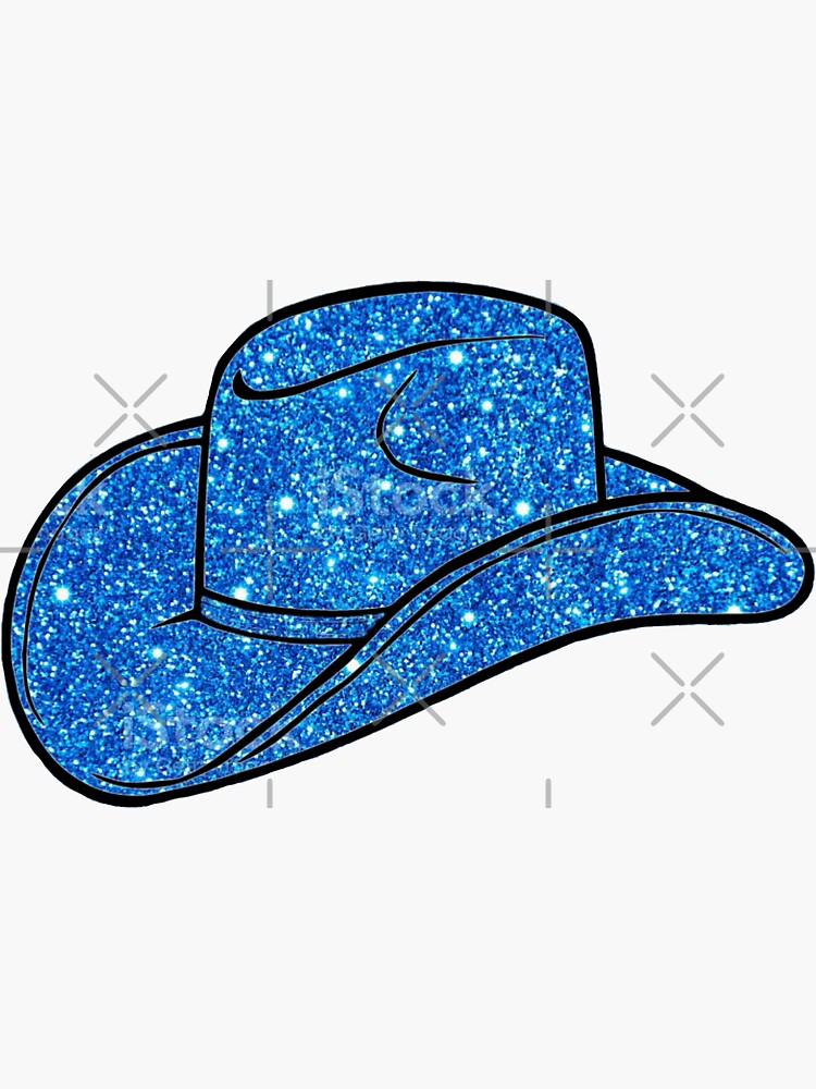 "Blue Glitter Cowboy Hat" Sticker for Sale by sunsetriverside Redbubble
