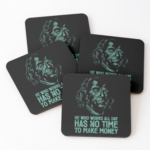 Item preview, Benjamin Franklin winking. He who works all day, has no time to make money. designed and sold by etraveler.