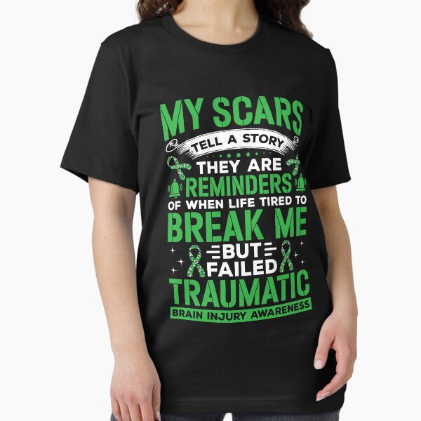 Item preview, My Scars Tell A Story Traumatic Shirt, Brain Injury Awareness Shirt, TBI Green Ribbon Shirt, TBI Fighter Shirt, Brain Surgery Tee, TBI Gift designed and sold by aymob.