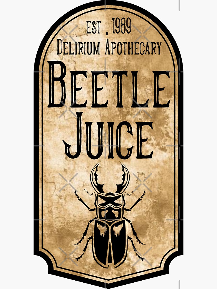 "Beetle Juice potion label" Sticker for Sale by FreakyFrenk Redbubble