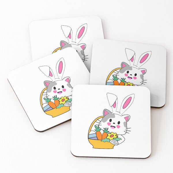 Item preview, Cute Kawaii Cat Easter Bunny with Easter Basket designed and sold by jamie Omahen.