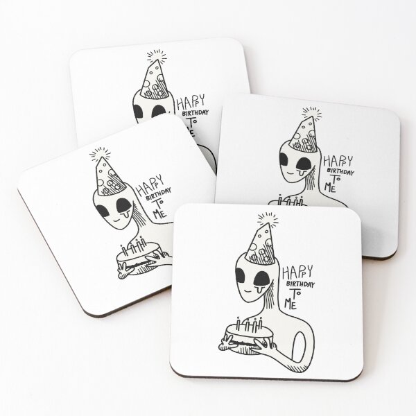 Item preview, Black and White Birthday Alien (with message) designed and sold by TheBoyler.