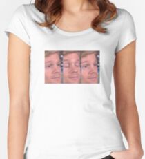 white guy blinking Women's Fitted Scoop T-Shirt