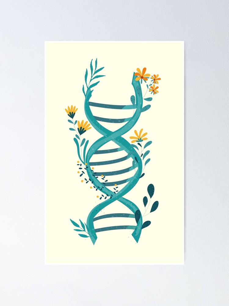 "DNA flowers ,spring dna structure trees floral molecule" Poster for