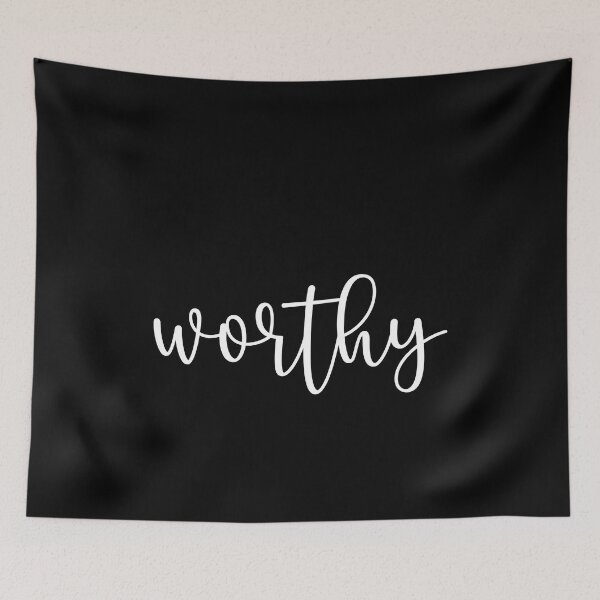 Item preview, You Are Worthy White Calligraphy designed and sold by amazingjoy.