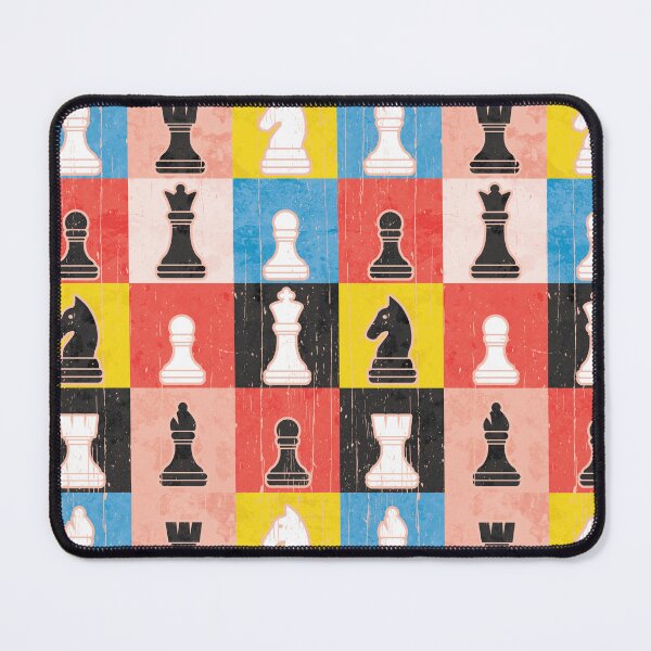 Item preview, Distressed Chess Pieces Color Block Checkerboard designed and sold by Happy Puppy Print On Demand.