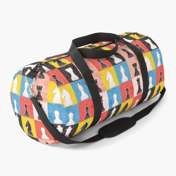 Item preview, Distressed Chess Pieces Color Block Checkerboard designed and sold by Happy Puppy Print On Demand.