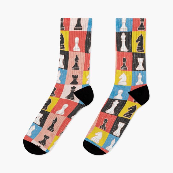 Item preview, Distressed Chess Pieces Color Block Checkerboard designed and sold by Happy Puppy Print On Demand.