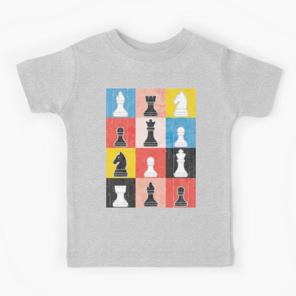 Item preview, Distressed Chess Pieces Color Block Checkerboard designed and sold by Happy Puppy Print On Demand.