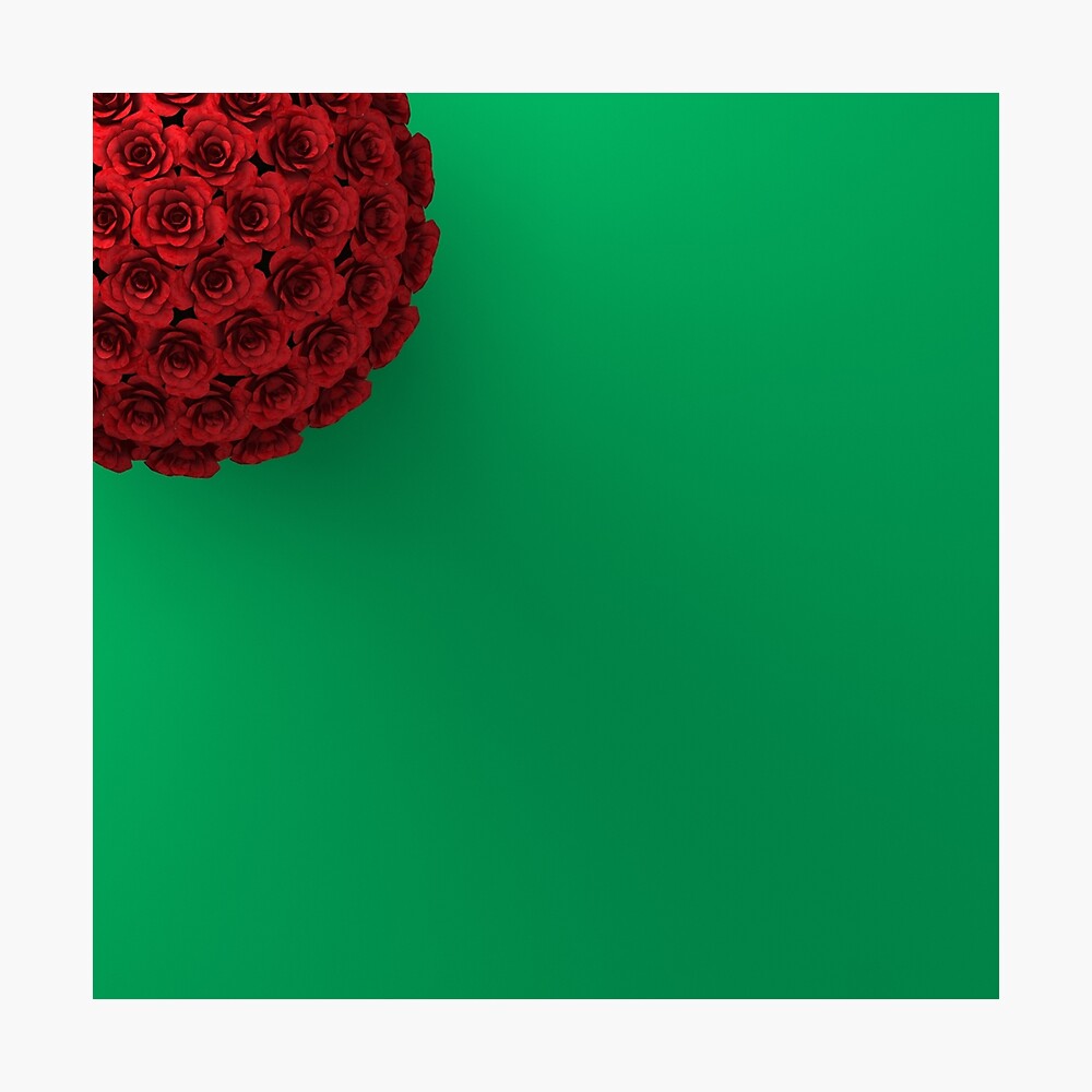 ROSES ON PLAIN GREEN BACKGROUND