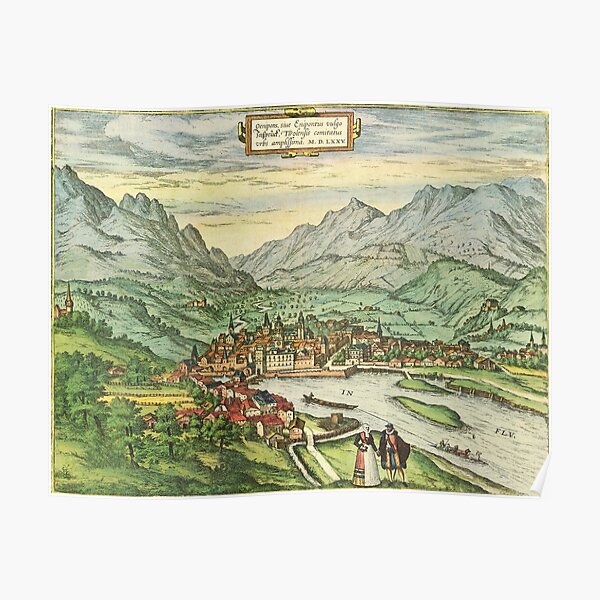 Historical cityscape Innsbruck around 1575