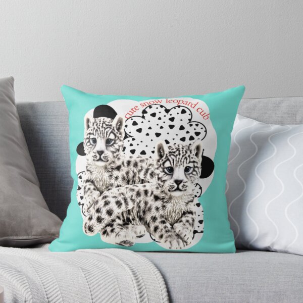 Aperçu de l'œuvre snow leopard cub, cute snow leopard, funny black and white baby leopard créée et vendue par Nicedeco.
