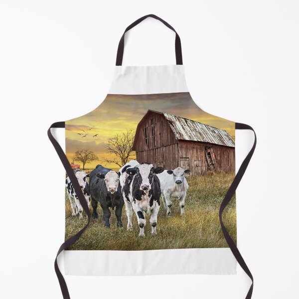 Item preview, Cattle with Barn and Tractor at Sunset designed and sold by Randall Nyhof.