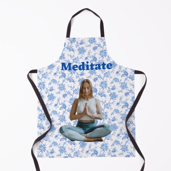 Item preview, A Woman Is Meditating On A Blue Floral Background designed and sold by debmund.