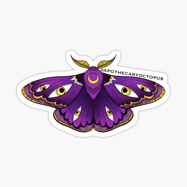 Yellow and Purple Moth (with eyes) Sticker