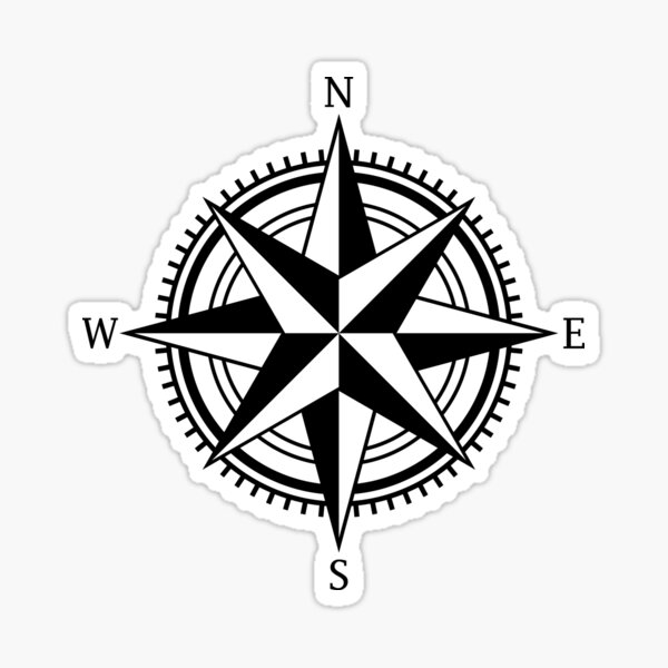 Compass Rose and World Map' Sticker