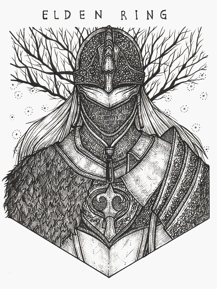 "Elden Ring Warrior Sketch" Sticker by chanchan79 Redbubble