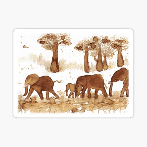 Elephant Herd - CoffeeART Sticker