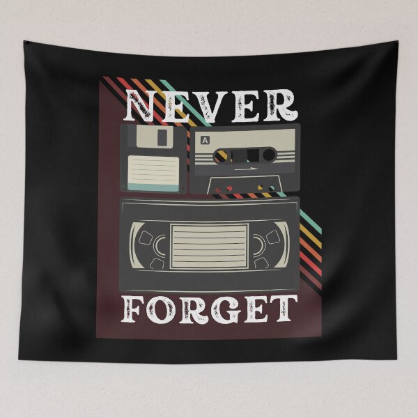 Item preview, Never Forget VHS Tape, Cassette Tape and Floppy Disc designed and sold by MacAndMoose.