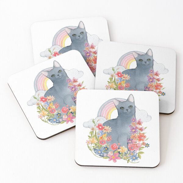 Item preview, Blue Cat Floral Field  designed and sold by jlmcreativeau.