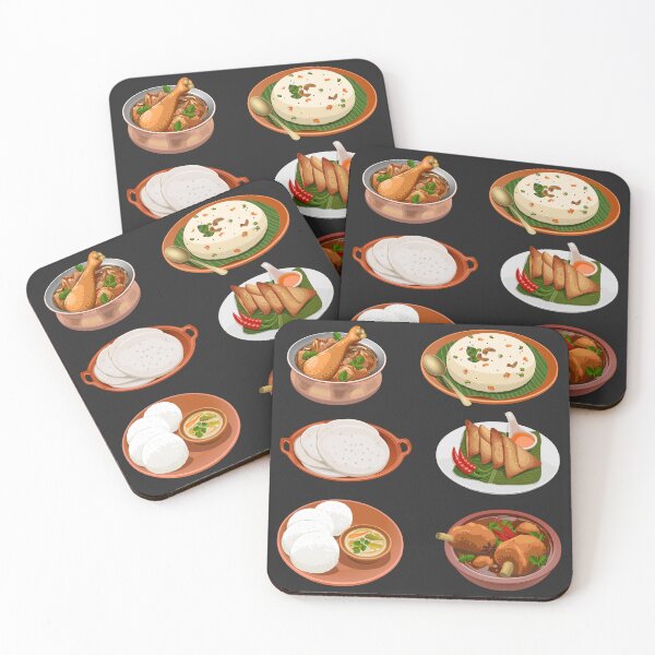 Item preview, Assorted Indian Food 3 - Chicken Curry, Upma, Mutton Curry, Samosa, Idli and Thattu Dosa designed and sold by Alicia Chee.