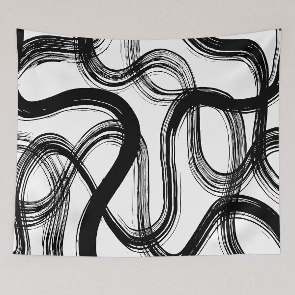 Item preview, Wavy Brush Strokes - Black & White designed and sold by PeachyLitchi.