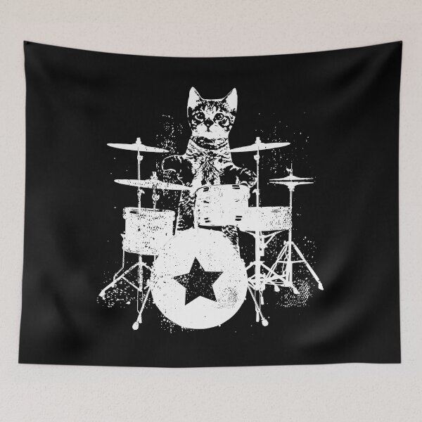 Item preview, Punk Rockstar Kitten Cat Drummer Playing Drums designed and sold by ericrichard059.