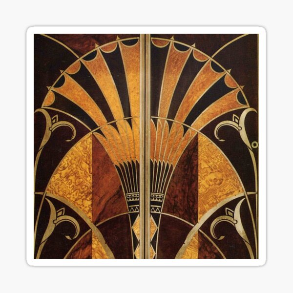 Art nouveau, art deco, vintage,elegant,chic,pattern,gold,wood,black,bronze,silver,beige Sticker