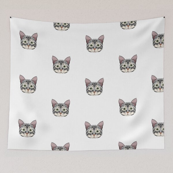 Item preview, Gray Tabby Cat Sticker (Green Eyes) designed and sold by arisaidesigns.
