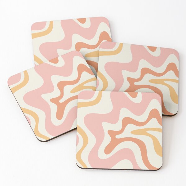 Item preview, Retro Liquid Swirl Abstract Pattern Square Blush Cream Cantaloupe Mustard designed and sold by kierkegaard.