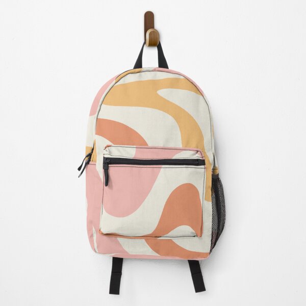 Item preview, Retro Liquid Swirl Abstract Pattern Square Blush Cream Cantaloupe Mustard designed and sold by kierkegaard.
