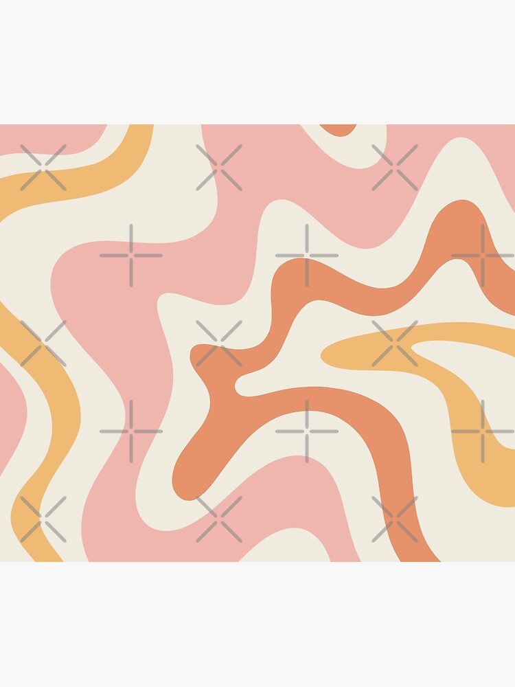 Retro Liquid Swirl Abstract Pattern Square Blush Cream Cantaloupe Mustard by kierkegaard