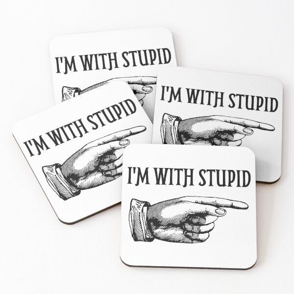 Item preview, 'I'm With Stupid' Funny Victorian Era Pointing Finger designed and sold by Happy Puppy Print On Demand.