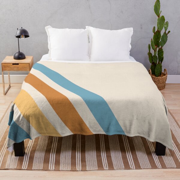 Item preview, Plain White Retro and Blue Orange Diagonal Stripes designed and sold by Dreaming-Cocoon.