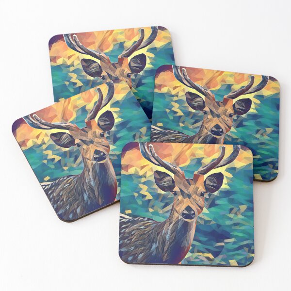 Aperçu de l'œuvre Cerf sauvage Aquarelle Poly Art créée et vendue par KA DESIGNS.