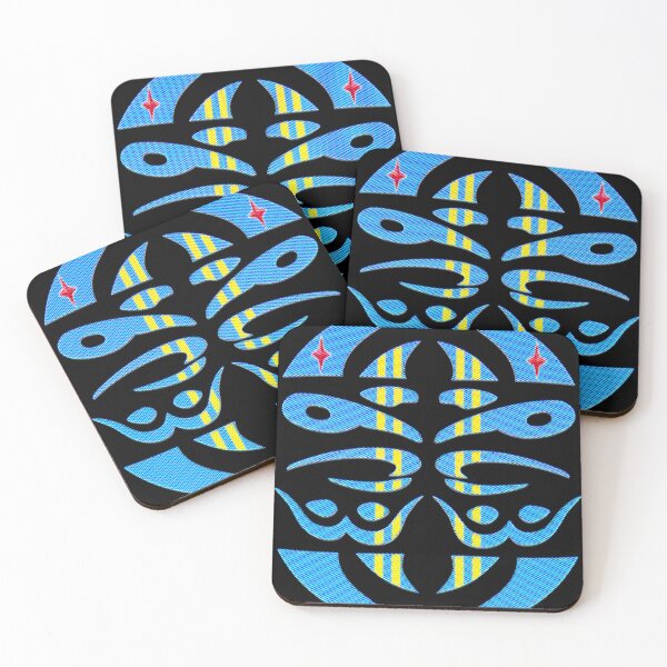 Item preview, GEOMETRIC ABSTRACT MASK PATTERN WITH ARUBAN FLAG COLORS - ARRUBA A HAPPY ISLAND3. designed and sold by Ralek.