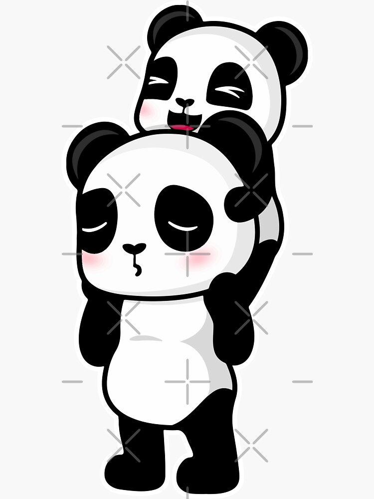 "Piggy Back Pandas" Sticker for Sale by partysparkle Redbubble