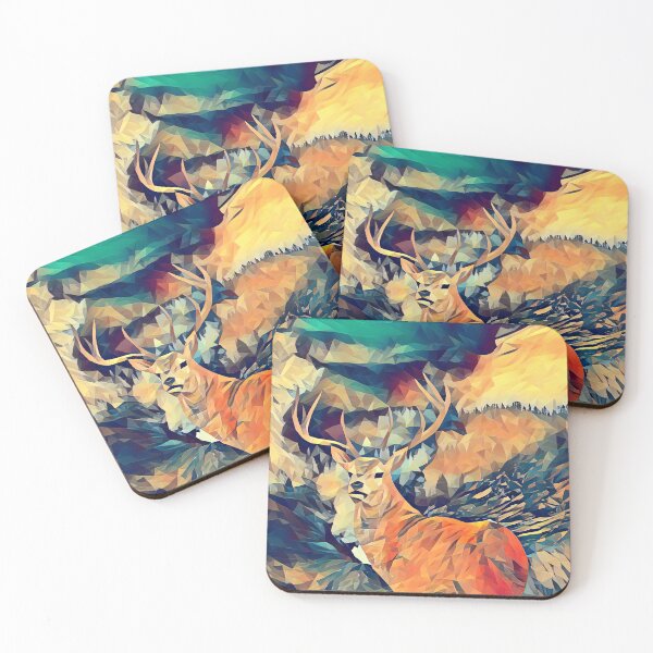 Item preview, Abstract Deer In The Mountain Poly Art designed and sold by KA DESIGNS.