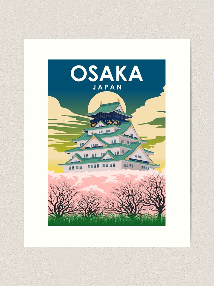 Thumbnail 1 of 3, Art Print, Osaka Japan Vintage Minimal Retro Travel Poster designed and sold by jornvanhezik.